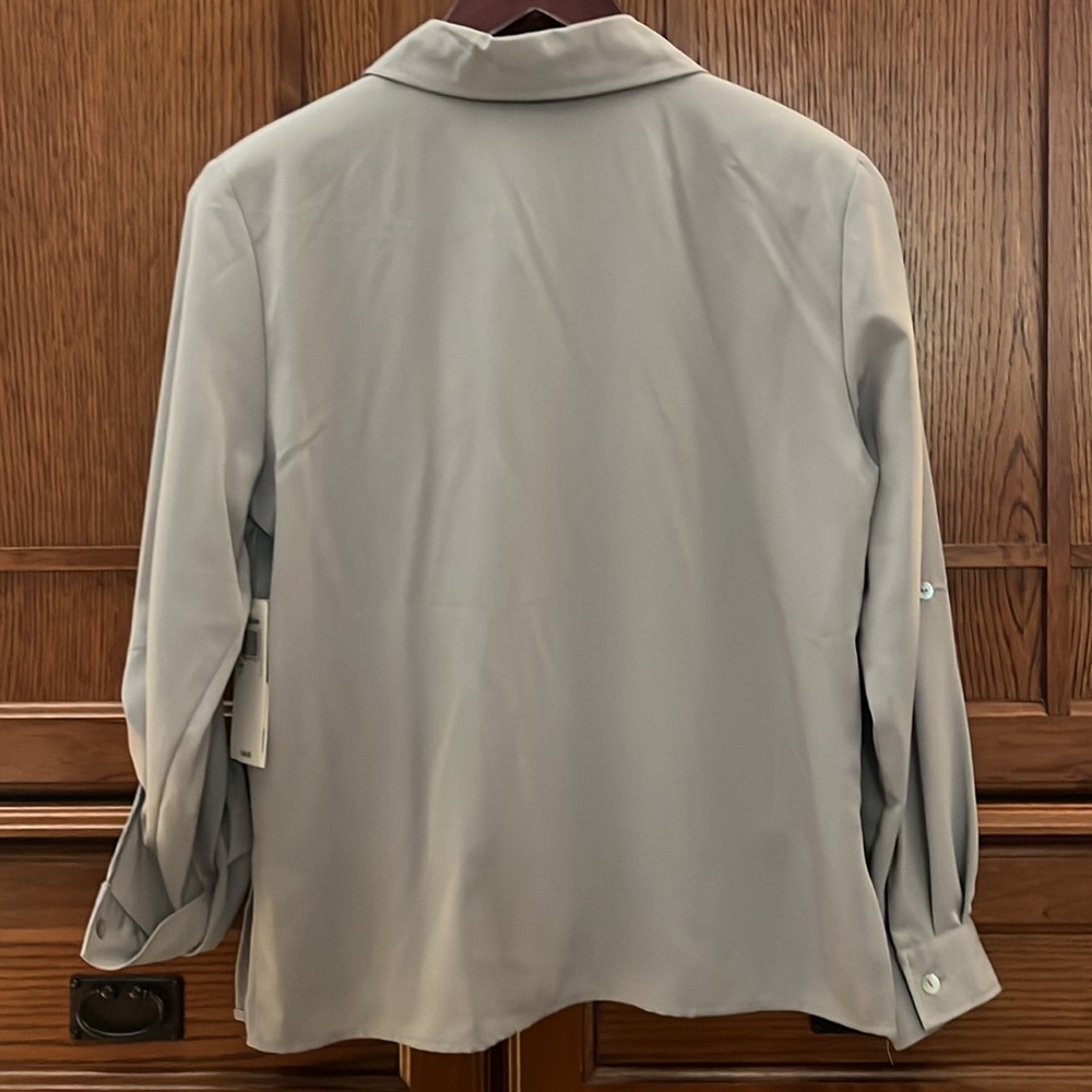 NWT Notations Button Down Long Roll Tab Sleeve Microfiber Office Career Wear - Picture 4 of 6